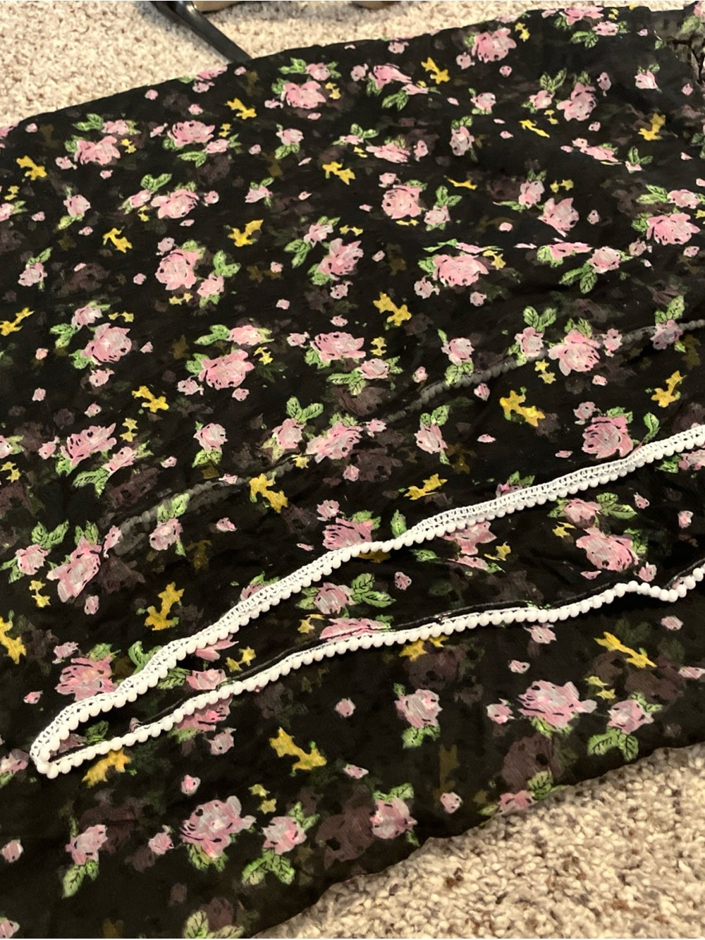 Betsey Johnson Black With Floral Scarf/Shawl One Size NWT